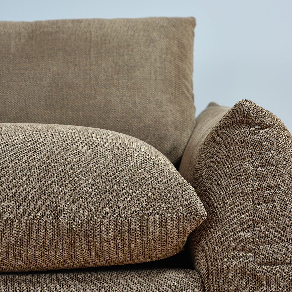 JACQUES - Sofá recto de 3 plazas en tejido texturizado caqui