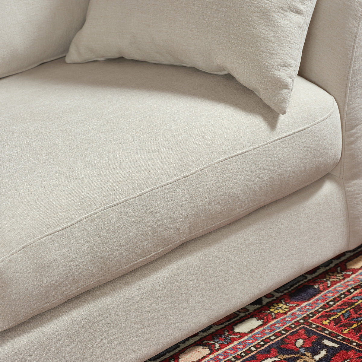 EDMOND - Sofá recto de 3 plazas en tejido efecto lino crudo