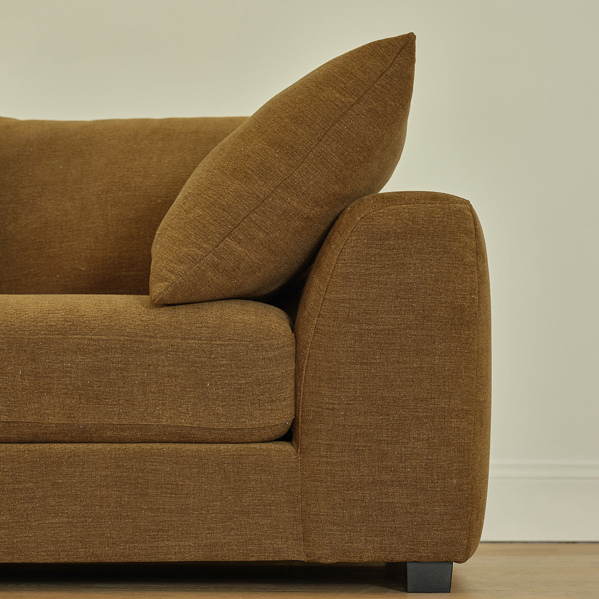 EDMOND - Sofá recto de 3 plazas en tejido efecto lino bronce