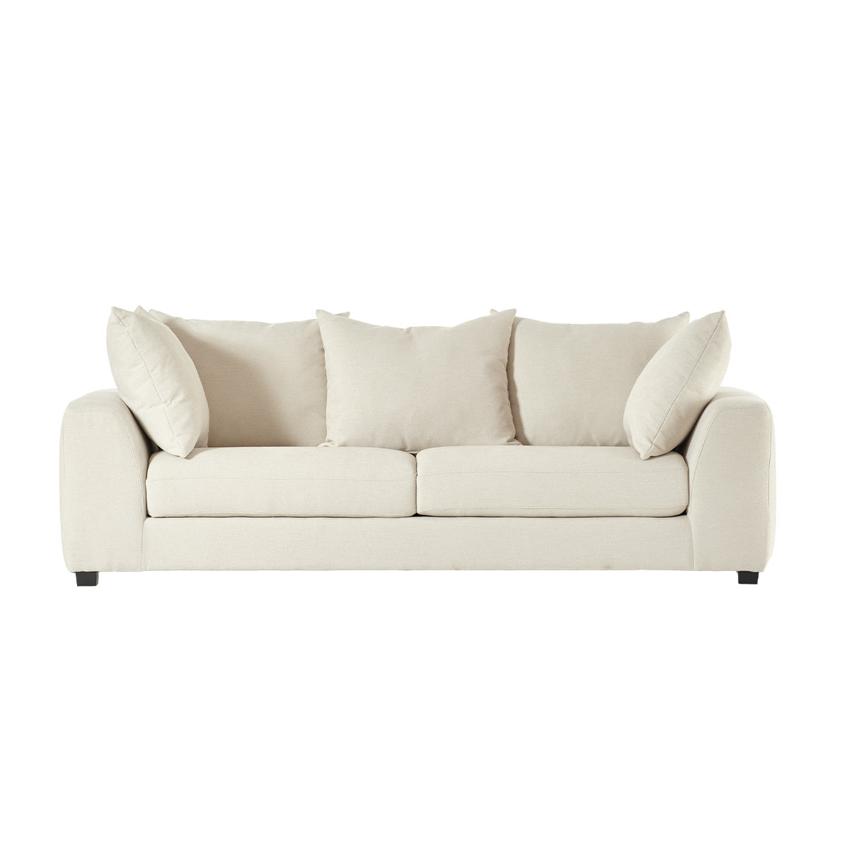 EDMOND - Sofá recto de 4 plazas en tejido efecto lino crudo