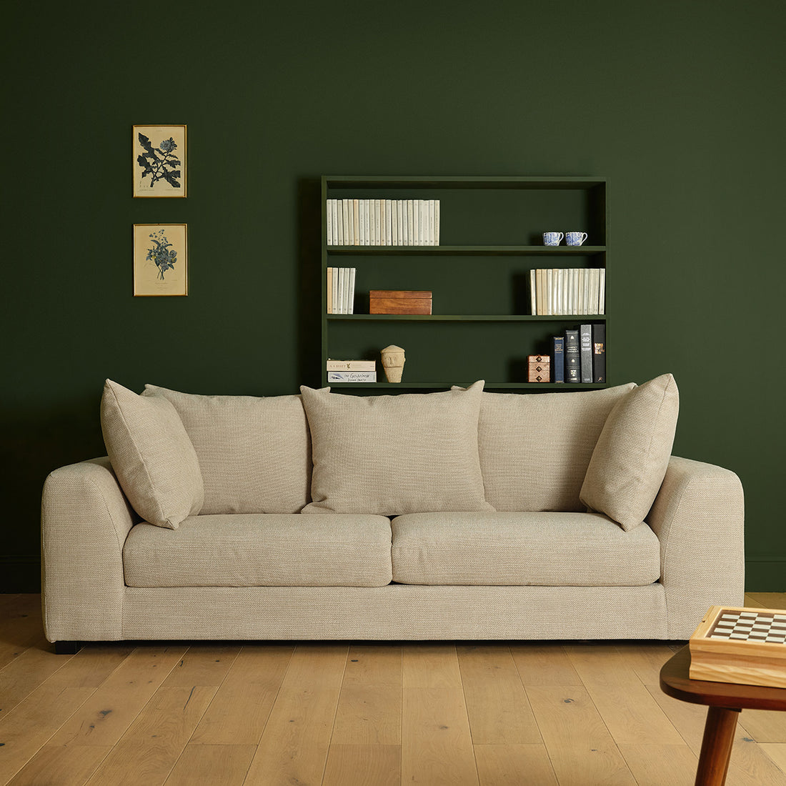 EDMOND - Sofá recto de 4 plazas en tejido texturizado beige jaspeado