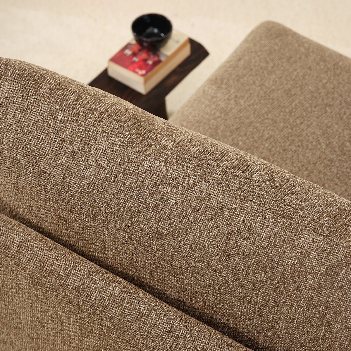 LEOPOLD - Sillón modular de tela texturizada de color marrón claro 