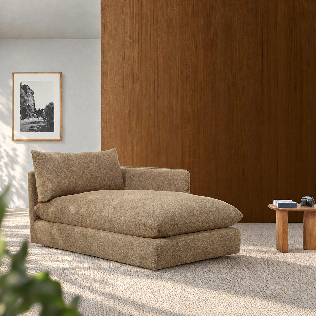 LEOPOLD - Macrilla modular recta en tejido texturizado de color marrón claro