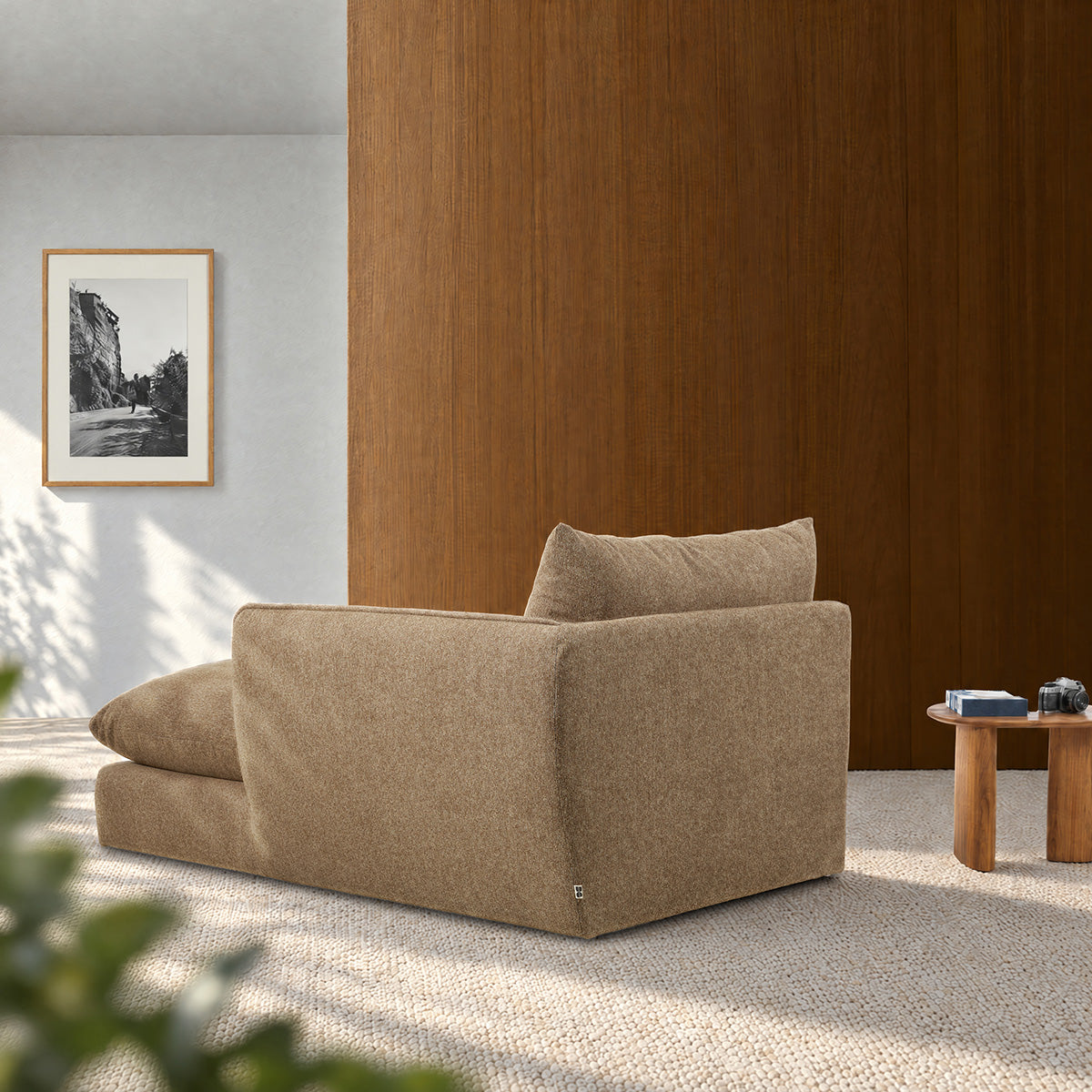 LEOPOLD - Macrilla modular recta en tejido texturizado de color marrón claro