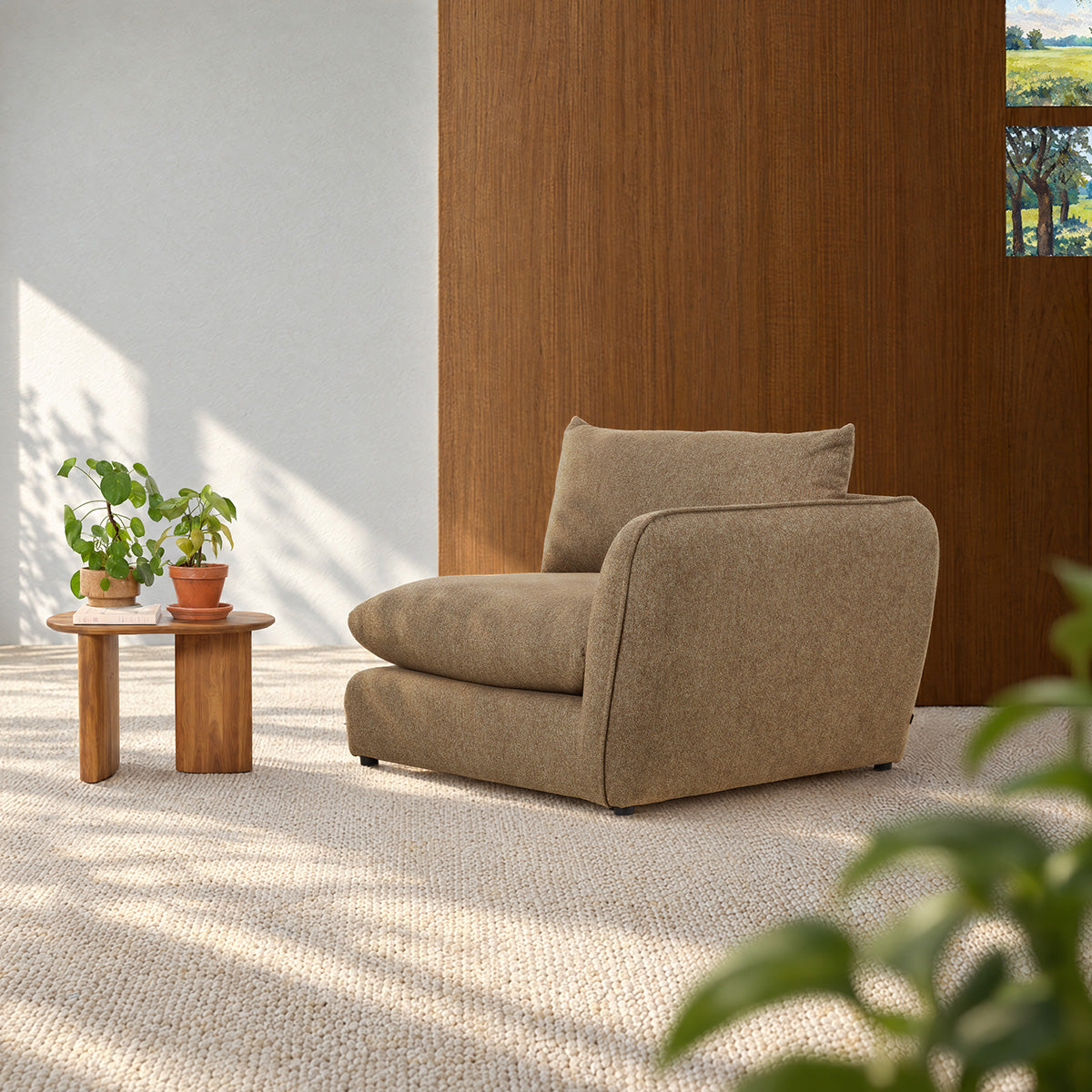 LEOPOLD - Esquina modular de tejido texturizado de color marrón claro