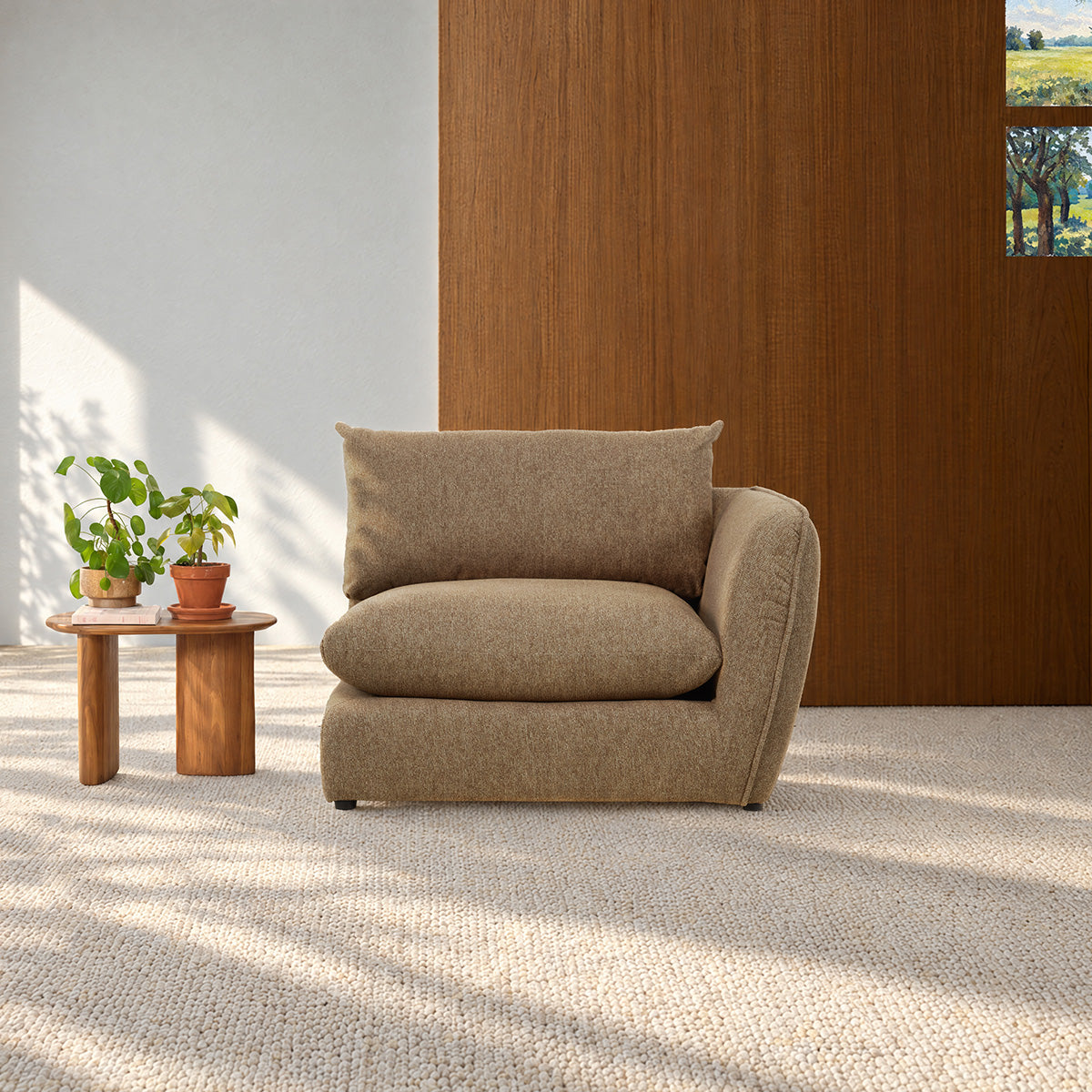 LEOPOLD - Esquina modular de tejido texturizado de color marrón claro