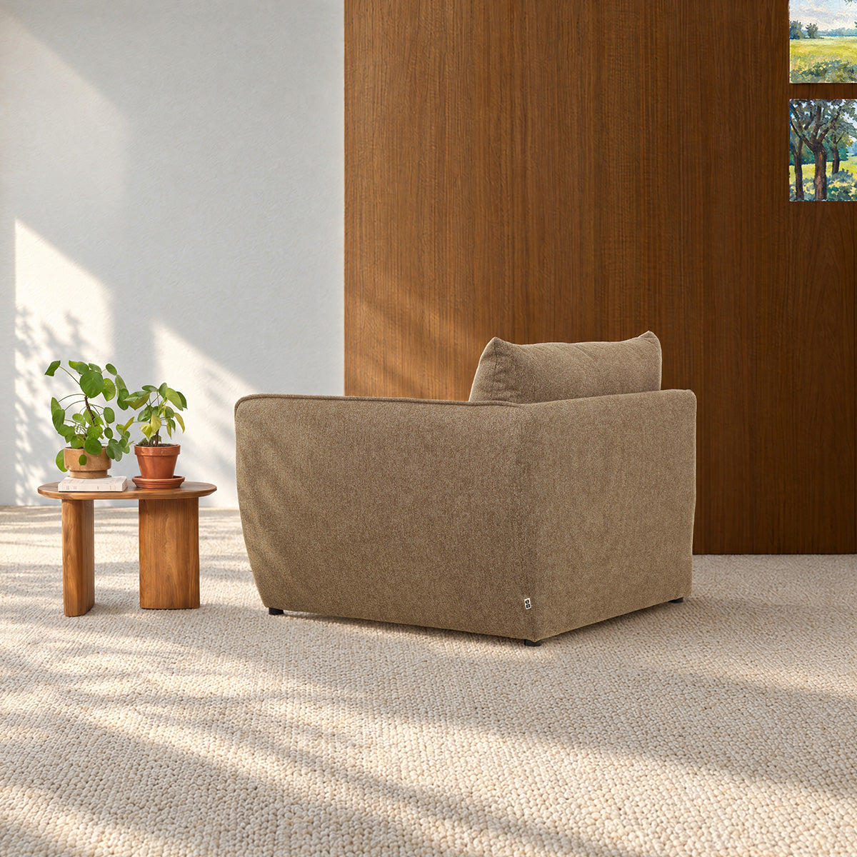 LEOPOLD - Esquina modular de tejido texturizado de color marrón claro