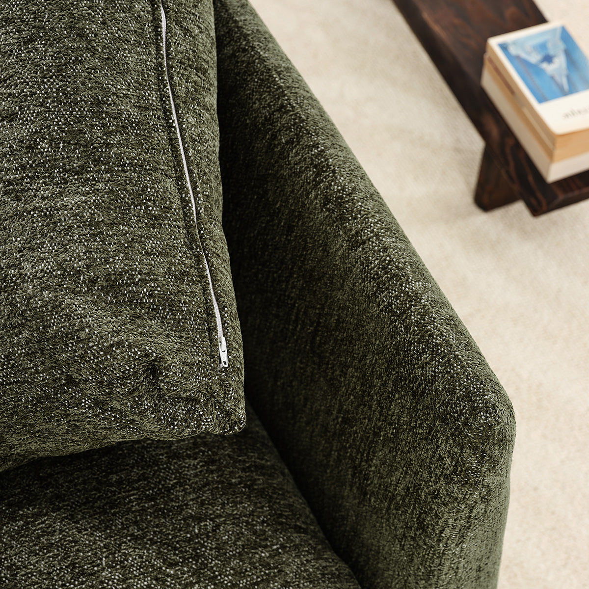 LEOPOLD - Sillón modular de chenilla verde jaspeada