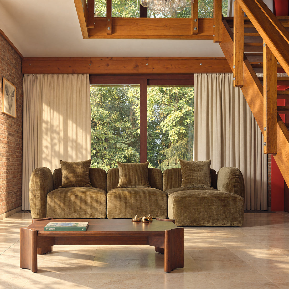PABLO - Sofá modular de 4 plazas en terciopelo color bronce 
