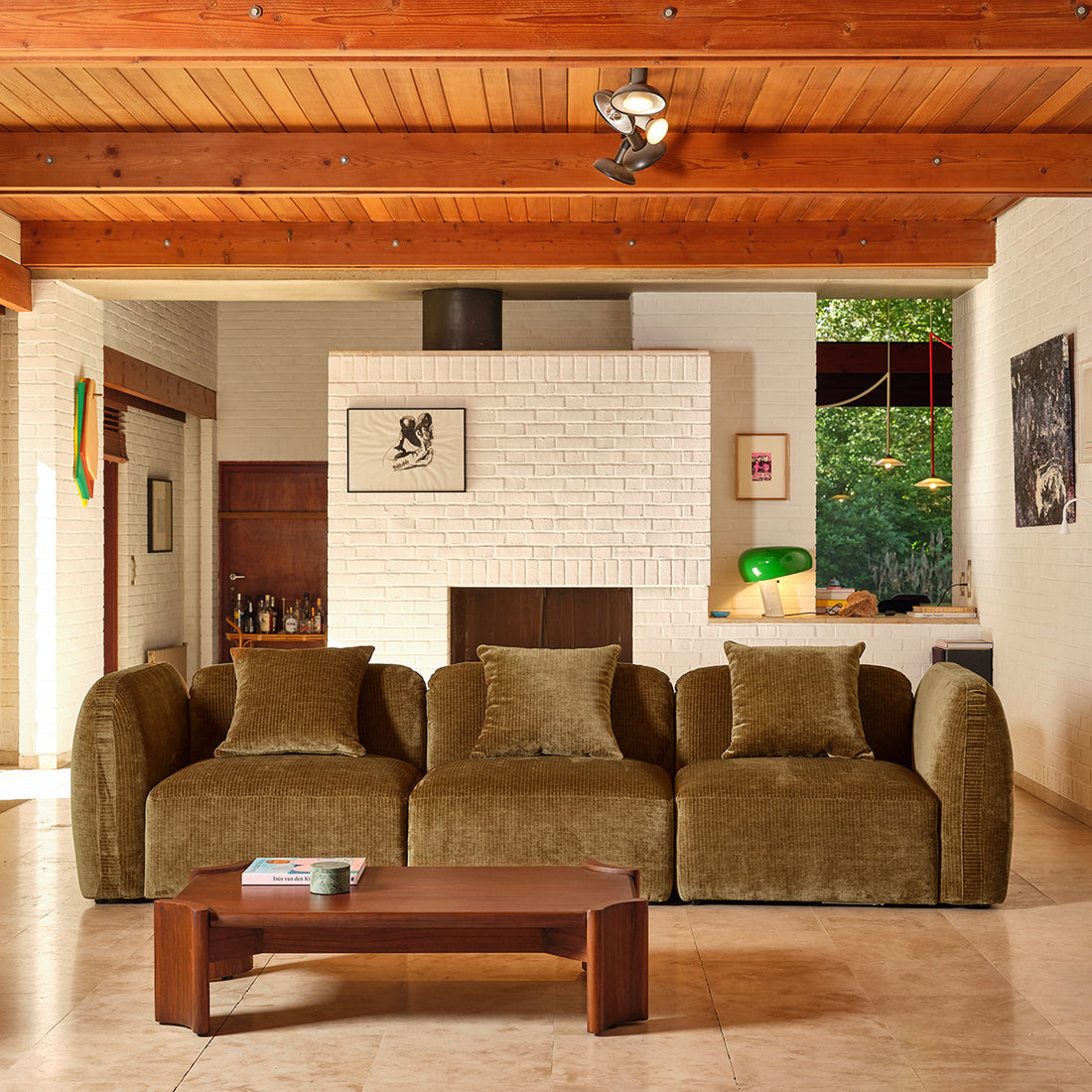 PABLO - Sofá modular de 3 plazas en terciopelo color bronce