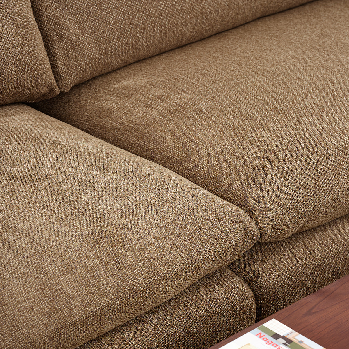 LEOPOLD - Sofá modular de 3 plazas en tejido texturizado de color marrón claro