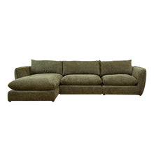 Sofá modular de 3 plazas en tejido de chenilla verde jaspeado - chaise longue a la izquierda