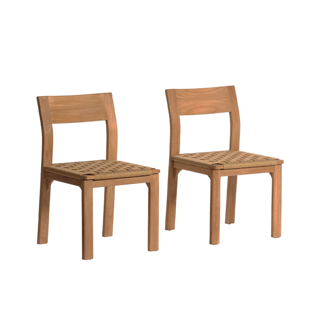 PIANA - Silla de jardín de teca maciza y ratán (juego de 2)