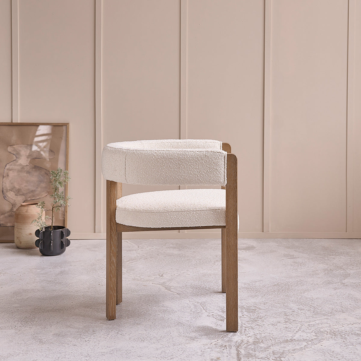 CLÉA - Silla de roble y tejido bouclette