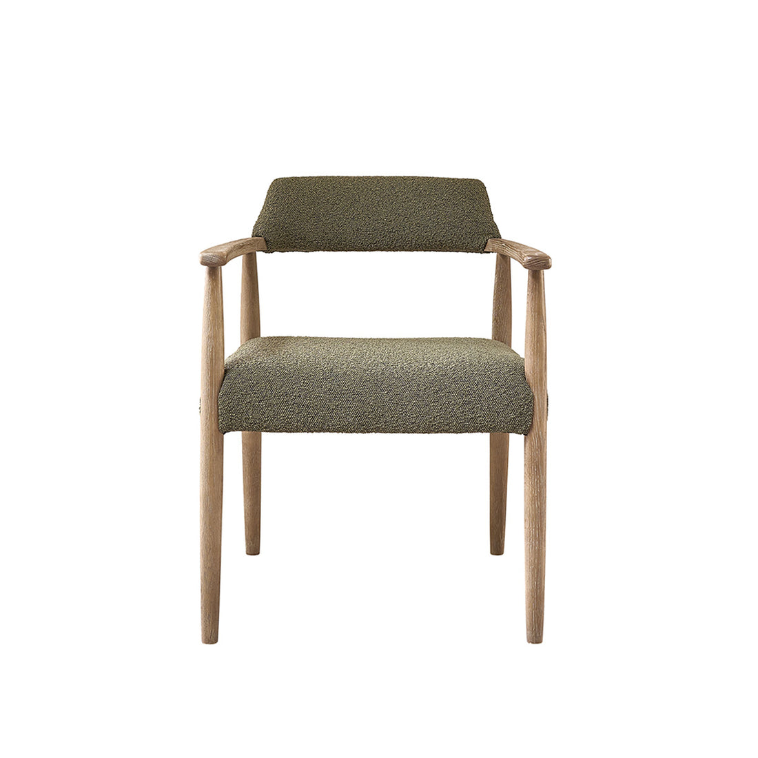 LUISA - Silla de roble y tela bouclette caqui