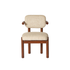 Silla de madera maciza de mindi y tela texturizada de color beige jaspeado