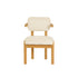 Silla de madera maciza de mindi natural y tela texturizada de color crudo