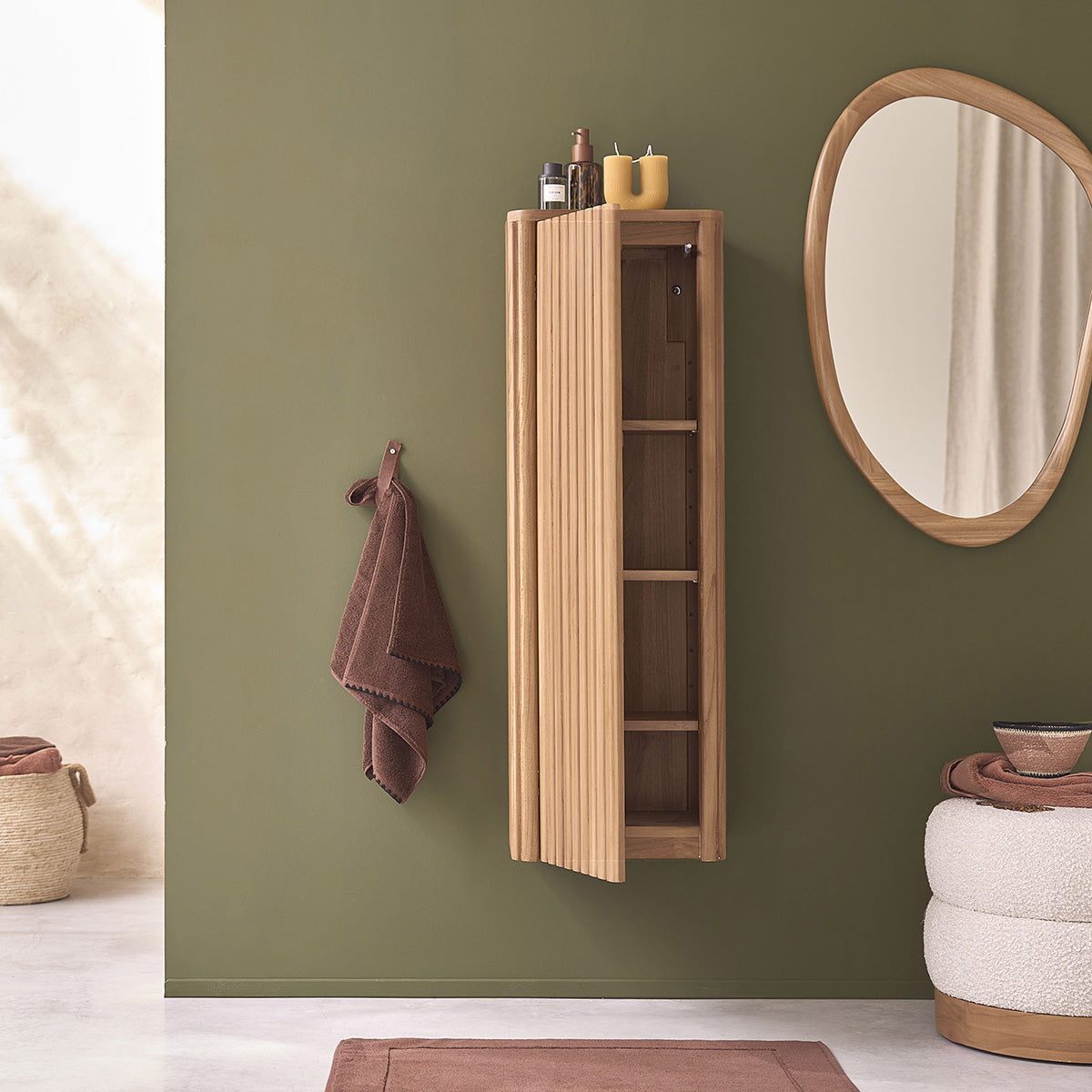 BELIZE - Mueble de baño suspendido de teca maciza de 120 cm
