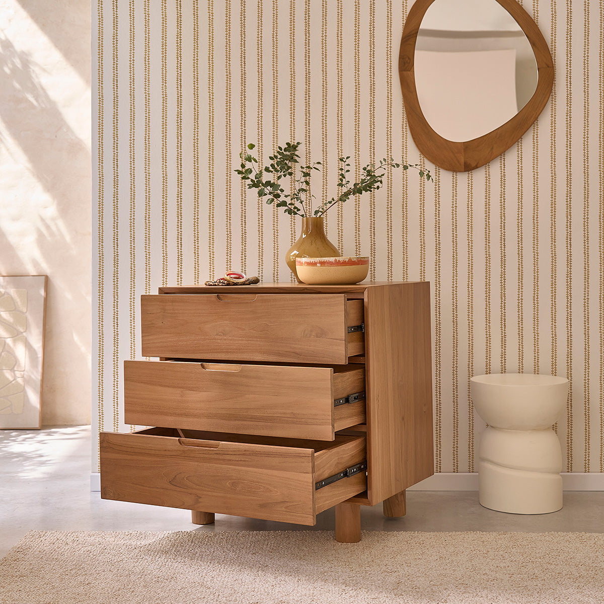 GUSTAVE - Cómoda de madera de teca 80 cm
