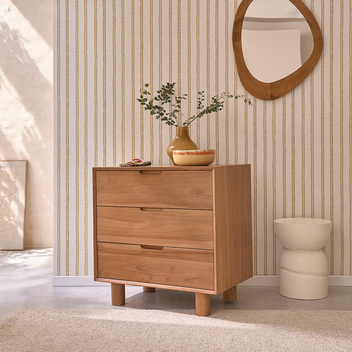 GUSTAVE - Cómoda de madera de teca 80 cm