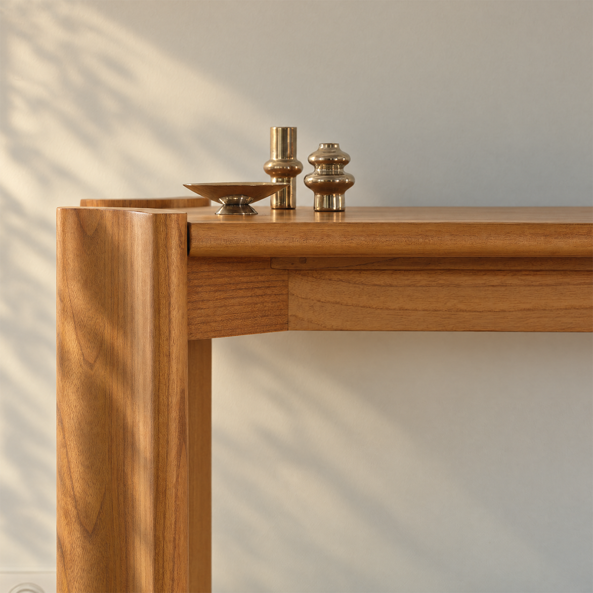ALVAR - Consola de madera de mindi natural de 165 cm