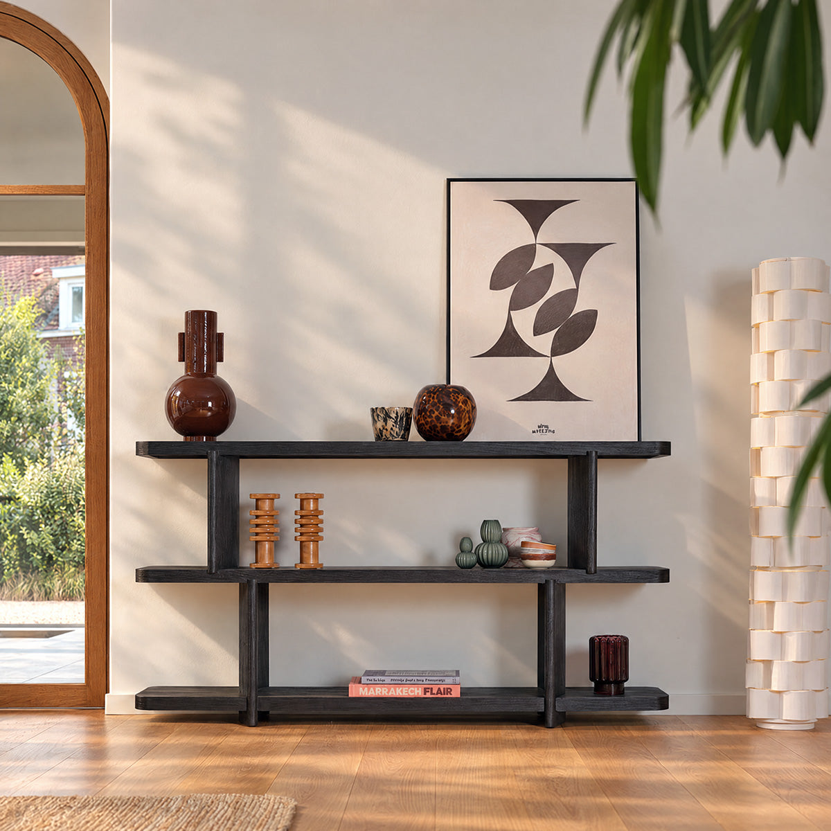 OTTO - Estantería baja de madera maciza de mindi, 160 cm de largo