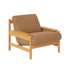 Sillón de madera maciza de mindi natural y tejido texturizado color capuchino