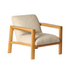 Sillón de madera maciza de mindi y tela beige jaspeada