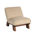 Sillón de madera maciza de mindi y tela beige jaspeada
