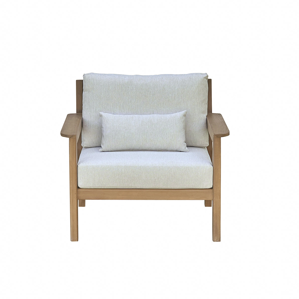 MAORA - Sillón de jardín de teca maciza con cojines