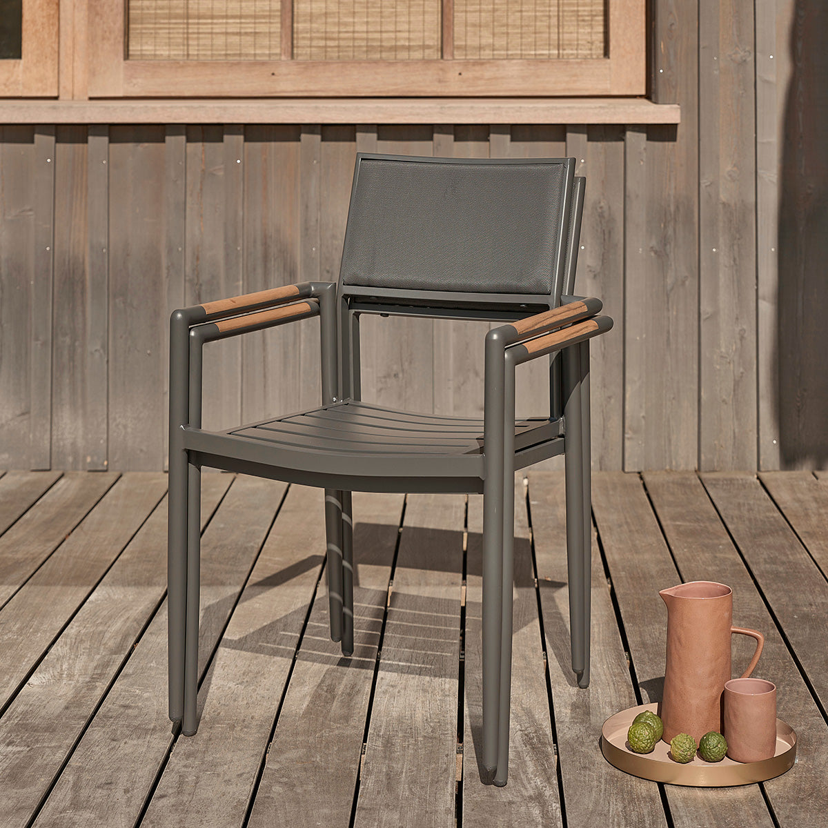 SIENA - Sillón de jardín de teca maciza y aluminio (lote de 2)