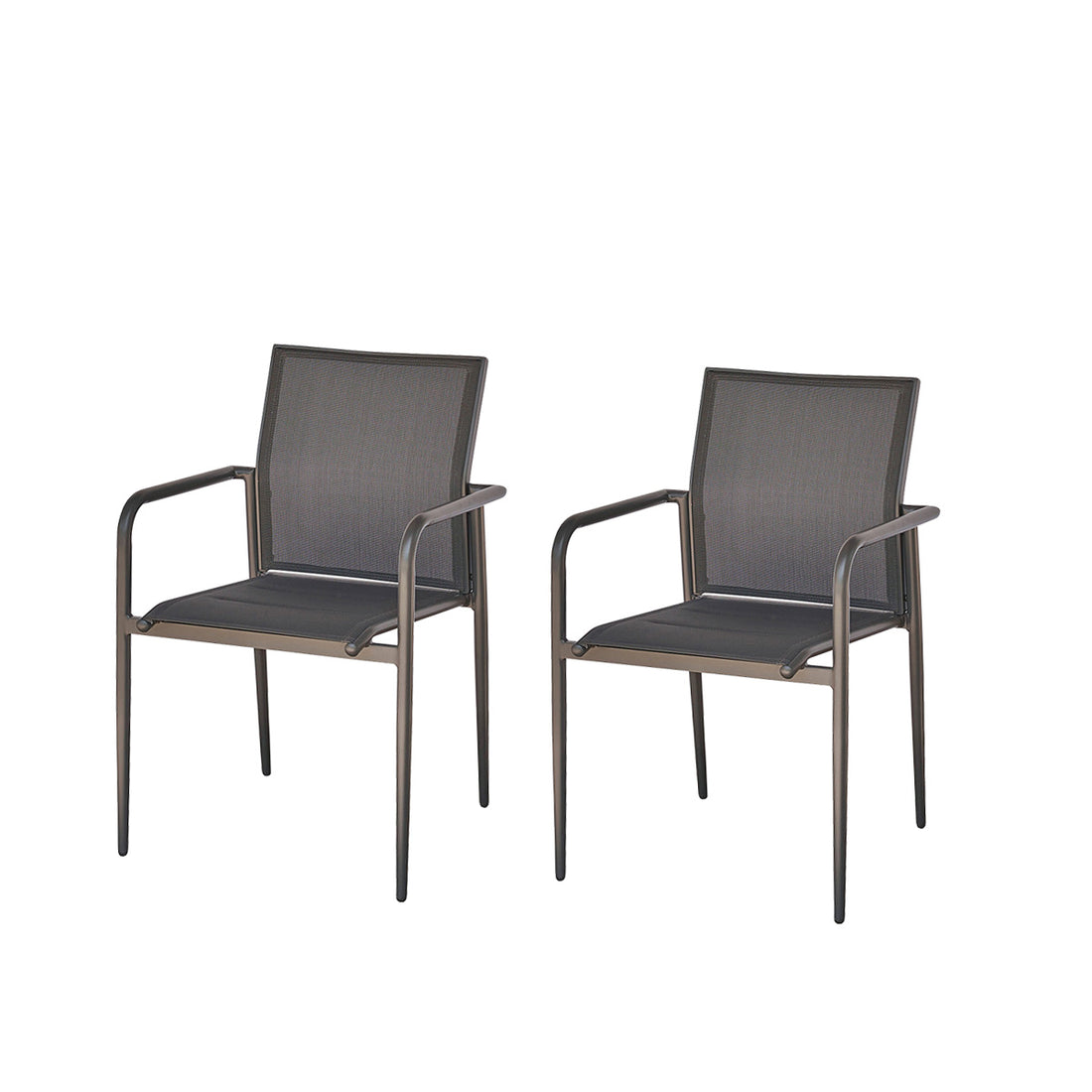 LAGON - Sillón de aluminio y textileno gris (lote de 2)