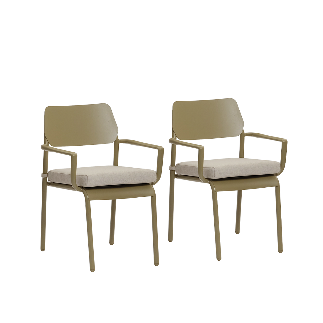 SARO - Sillón de jardín de aluminio y tela beige jaspeada (juego de 2)