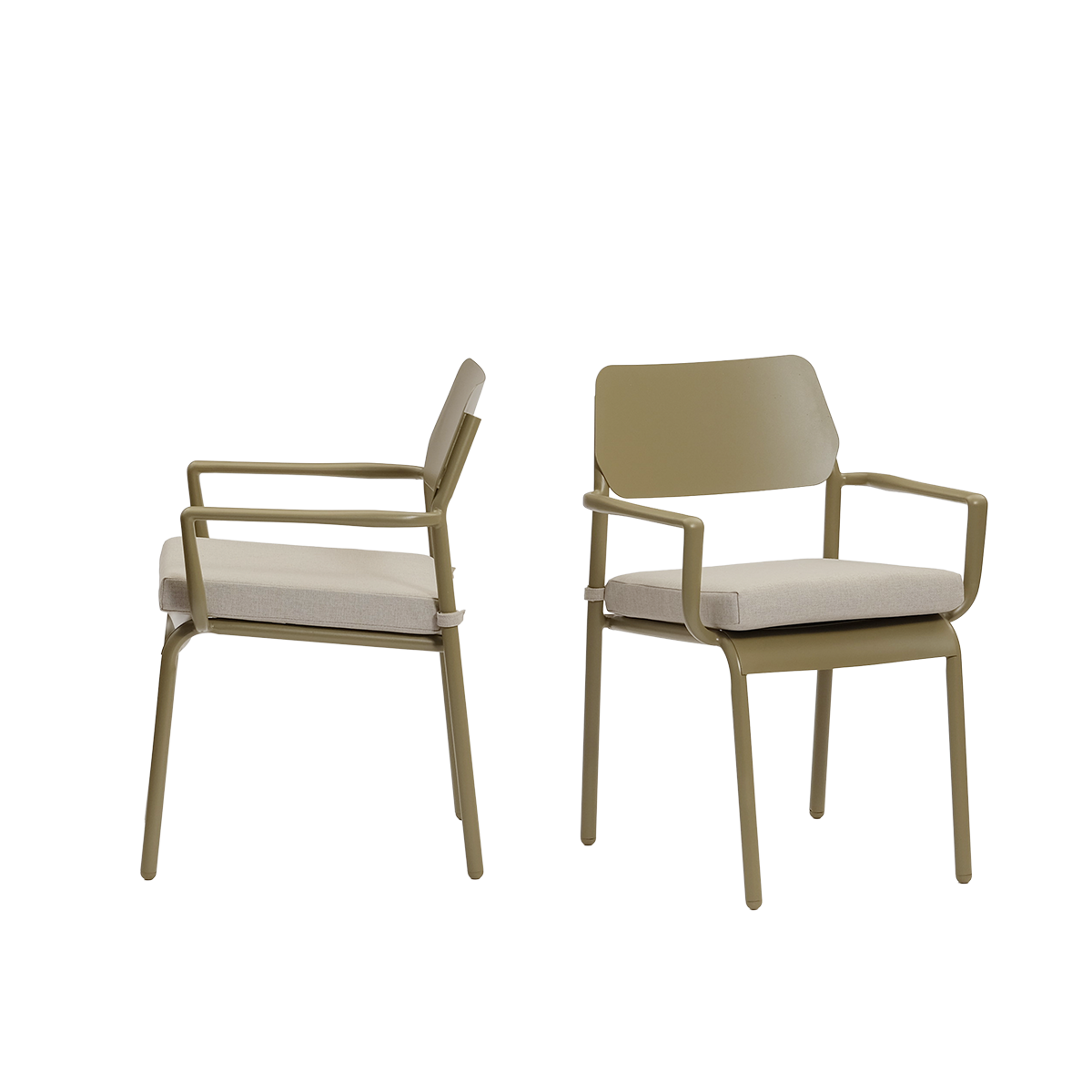SARO - Sillón de jardín de aluminio y tela beige jaspeada (juego de 2)