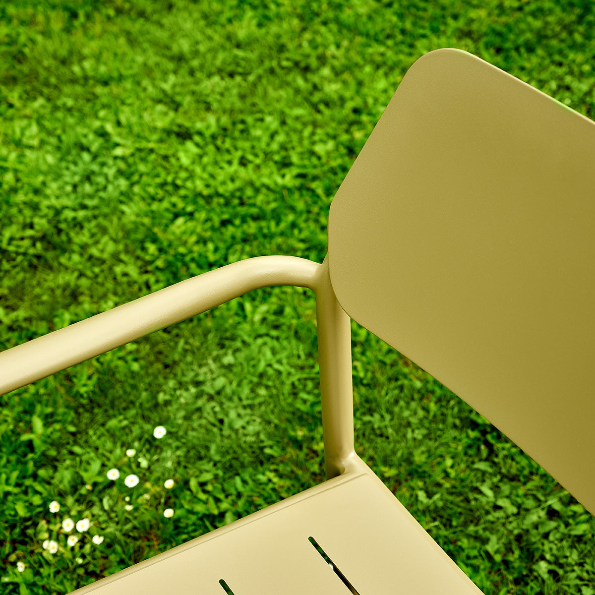 SARO - Sillón de jardín de aluminio y tela beige jaspeada (juego de 2)