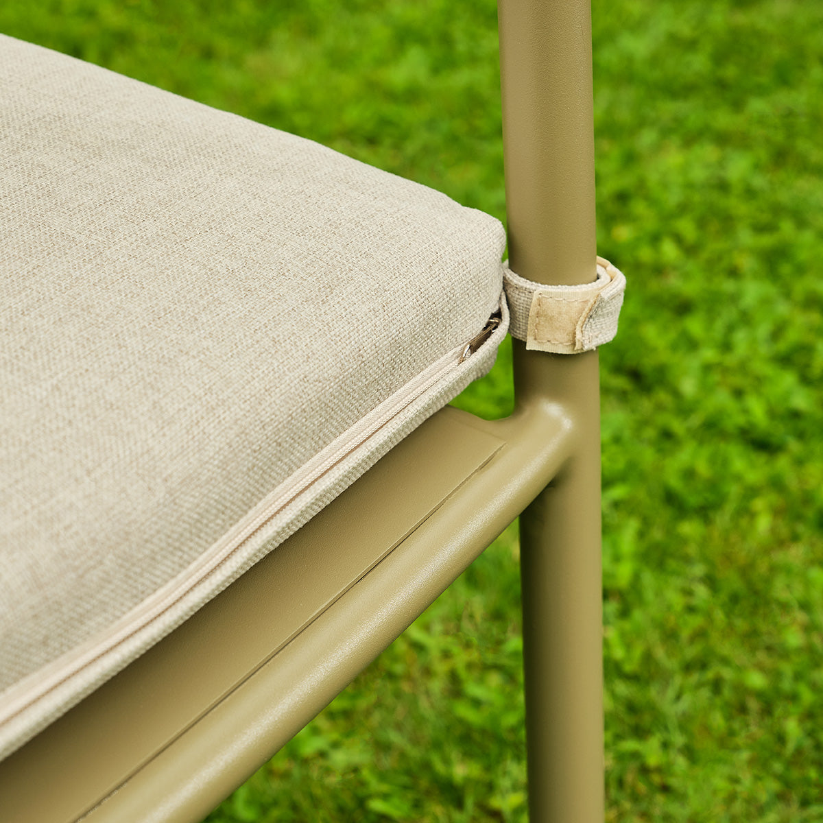 SARO - Sillón de jardín de aluminio y tela beige jaspeada (juego de 2)