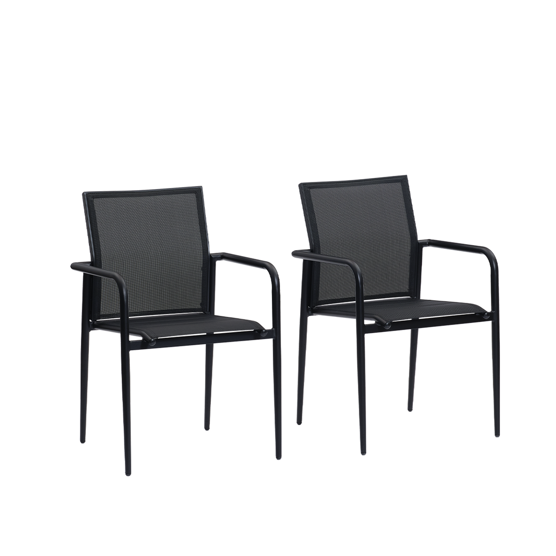 BASALT - Sillón de jardín de aluminio y textilena negro mate (juego de 2)