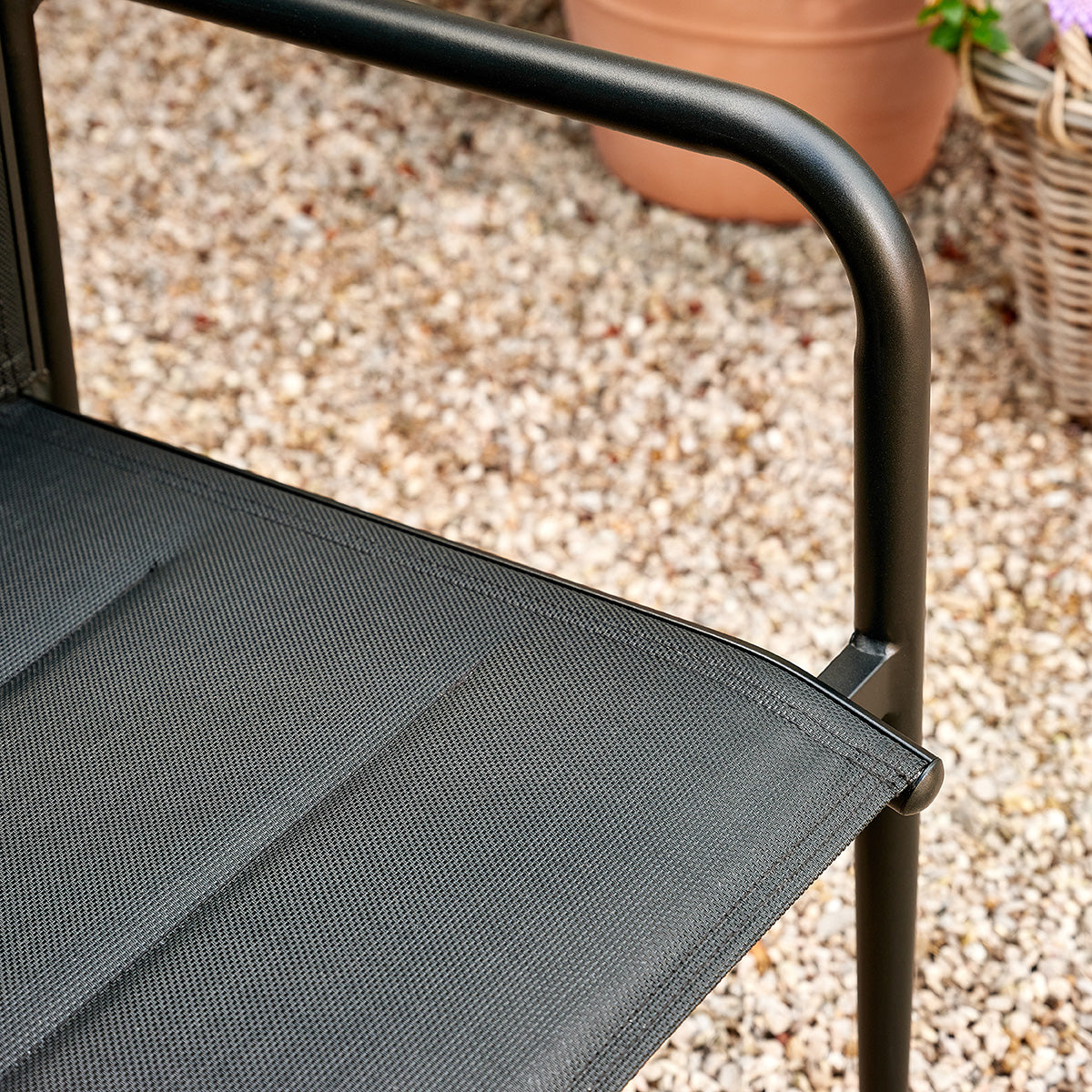 BASALT - Sillón de jardín de aluminio y textilena negro mate (juego de 2)