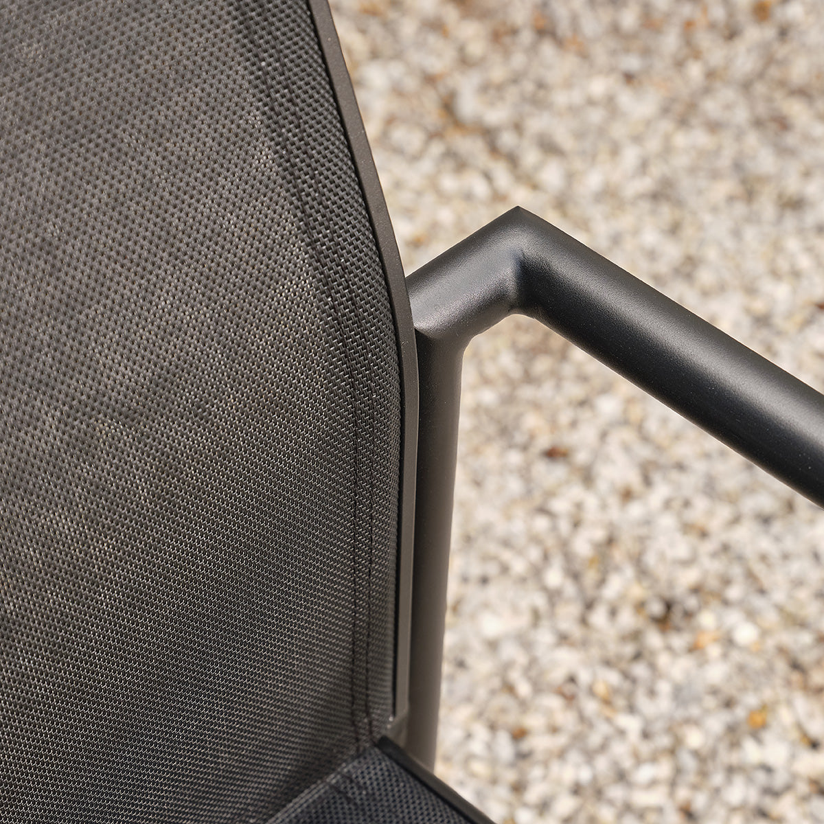 BASALT - Sillón de jardín de aluminio y textilena negro mate (juego de 2)