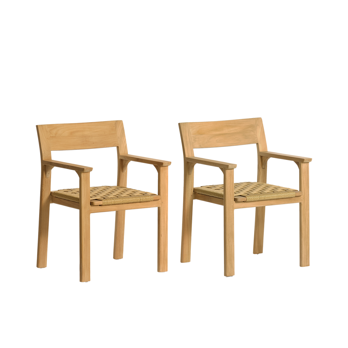PIANA - Sillón de jardín de teca maciza y ratán (juego de 2)