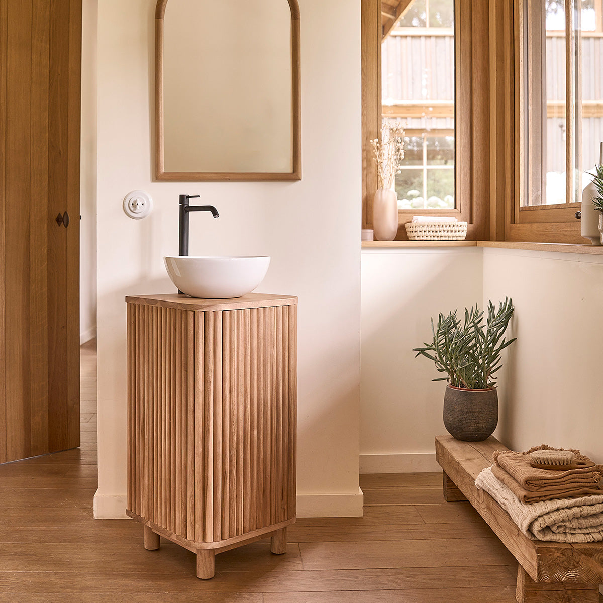 COLINE - Mueble de lavabo de teca maciza de 40 cm