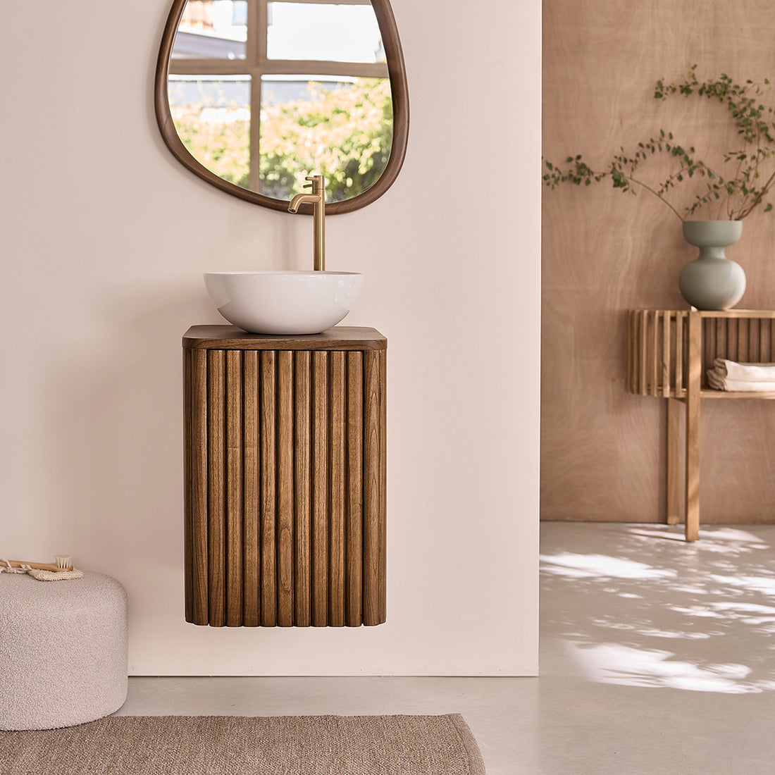 TRINIDAD - Mueble de lavabo de mindi suspendido de 40 cm TRINIDAD