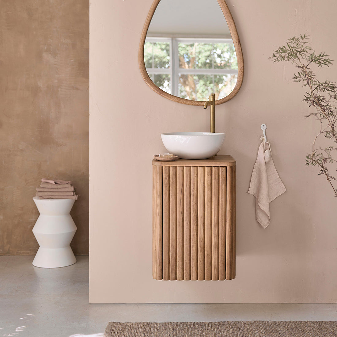 BELIZE - Mueble de lavabo suspendido de teca maciza 40 cm BELIZE