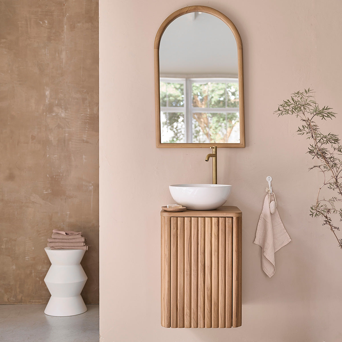 BELIZE - Mueble de lavabo suspendido de teca maciza 40 cm