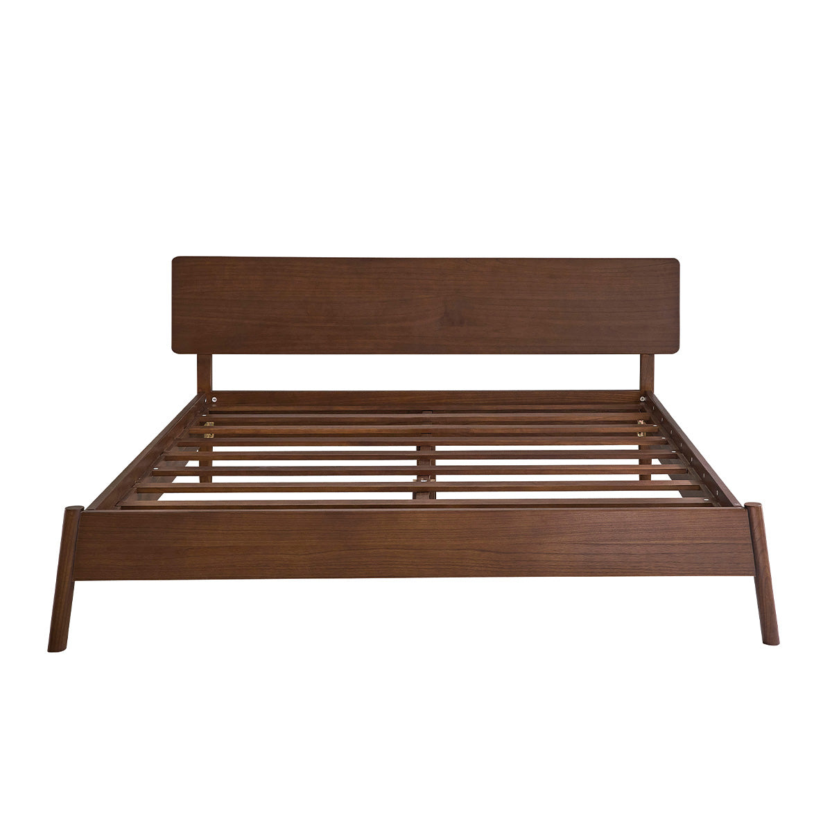 VINTAGE - Cama de madera de mindi con acabado nogal 180 cm con somier