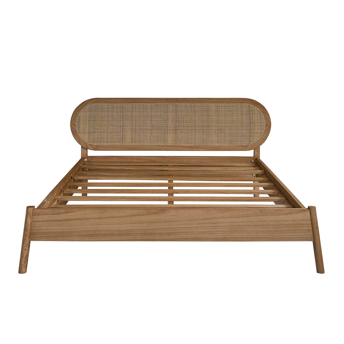 NINA - Cama de madera de mindi y rejilla 160 cm con somier