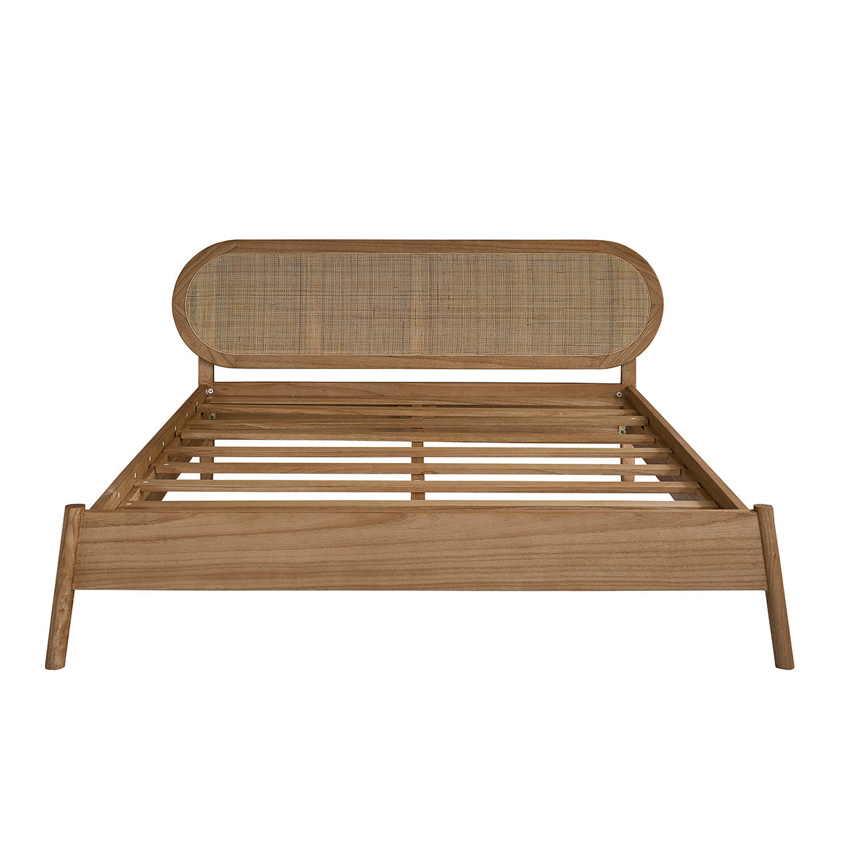 NINA - Cama de madera de mindi y rejilla 160 cm con somier