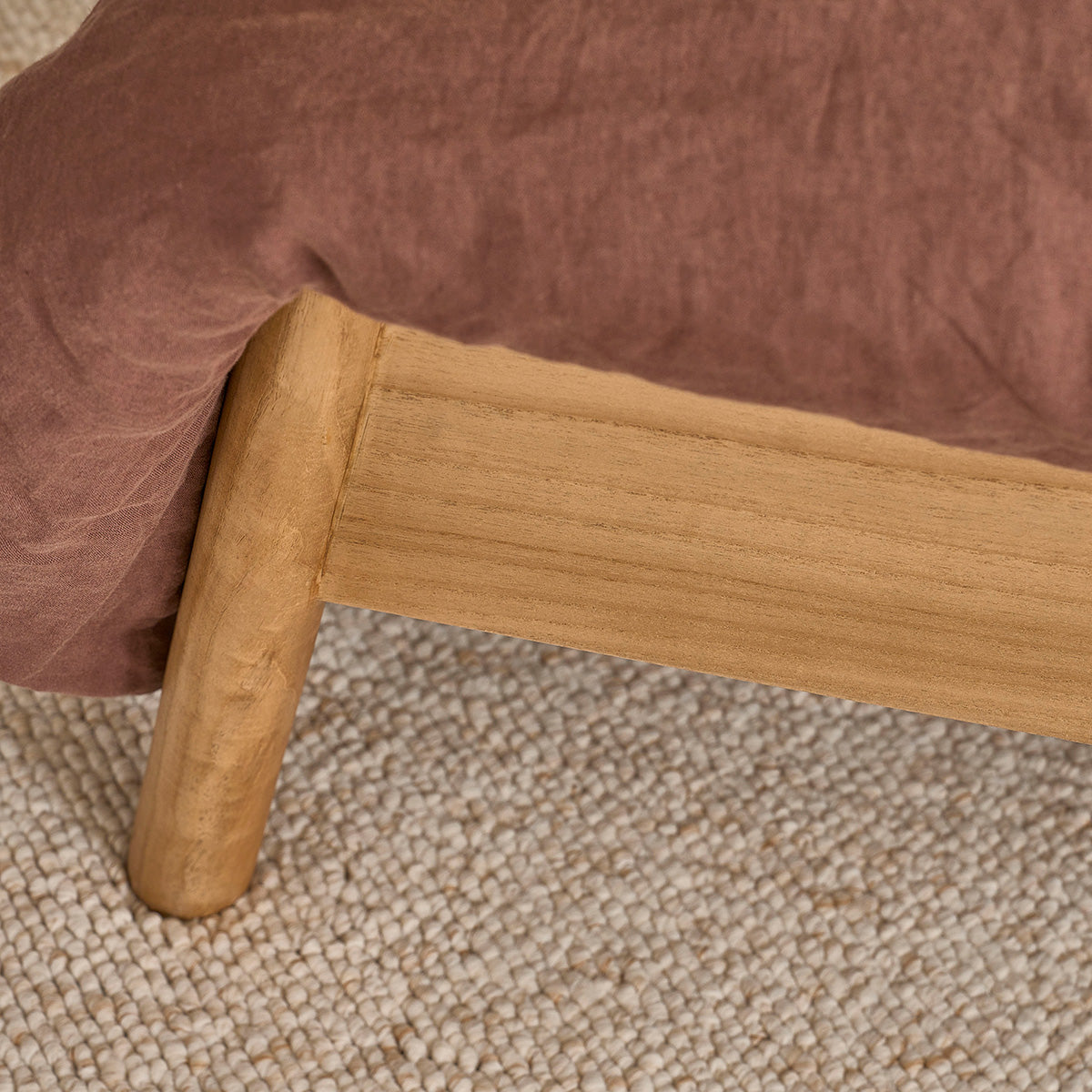 NINA - Cama de madera de mindi y rejilla 160 cm con somier