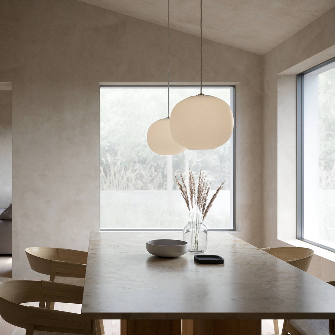 Suspension en verre  Ø 30 cm blanc opale