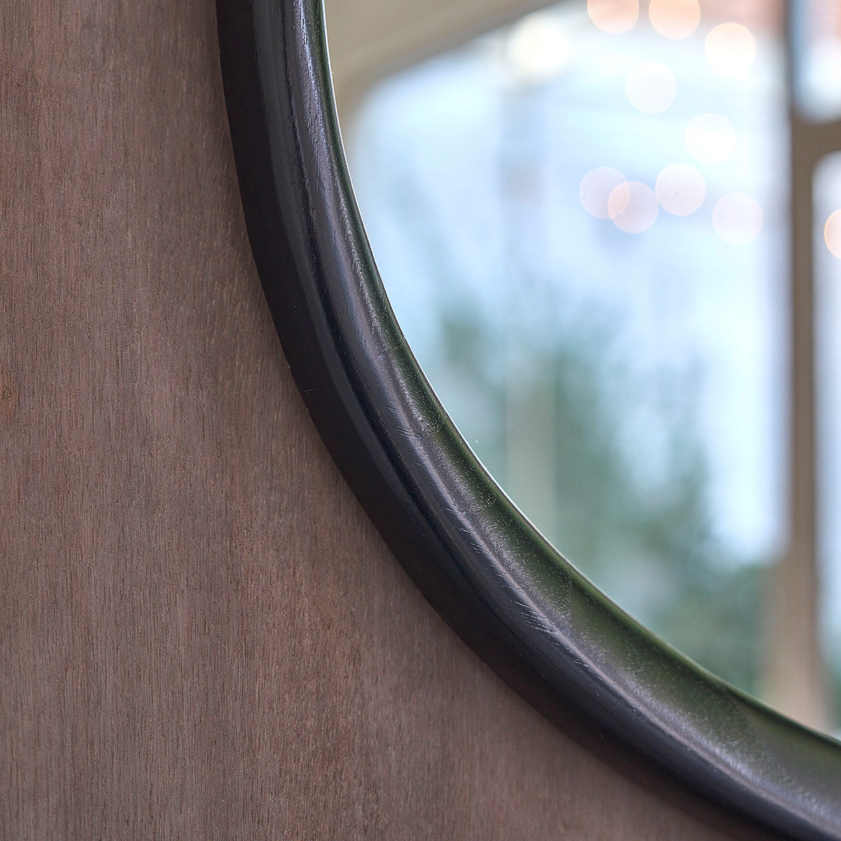 THELMA - Espejo orgánico de madera de mindi negro 75x60 cm